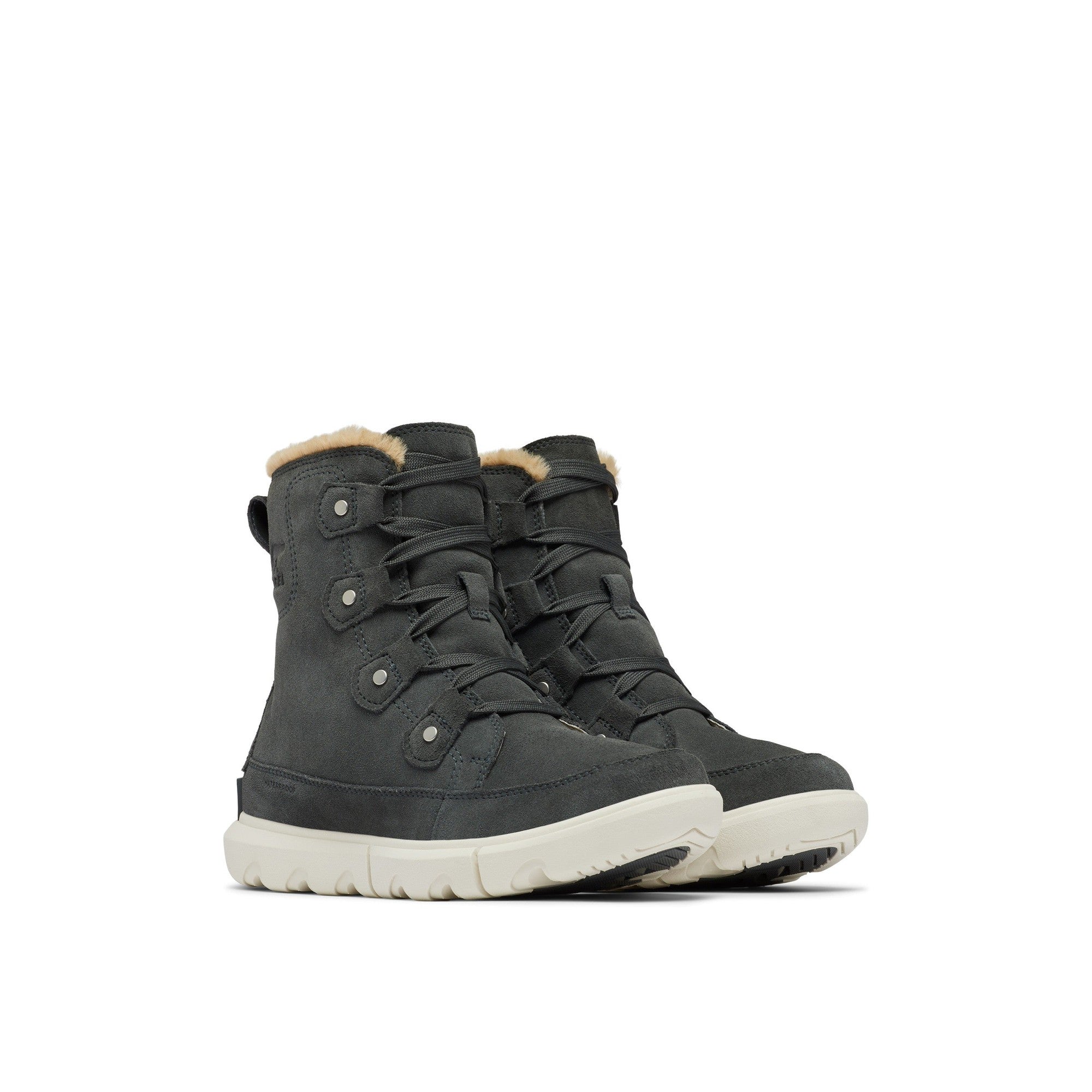 Sorel Explorer Next™ Joan 028 Ladies Grill & Fawn Suede Waterproof Lace Up Ankle Boots-elevate your sole