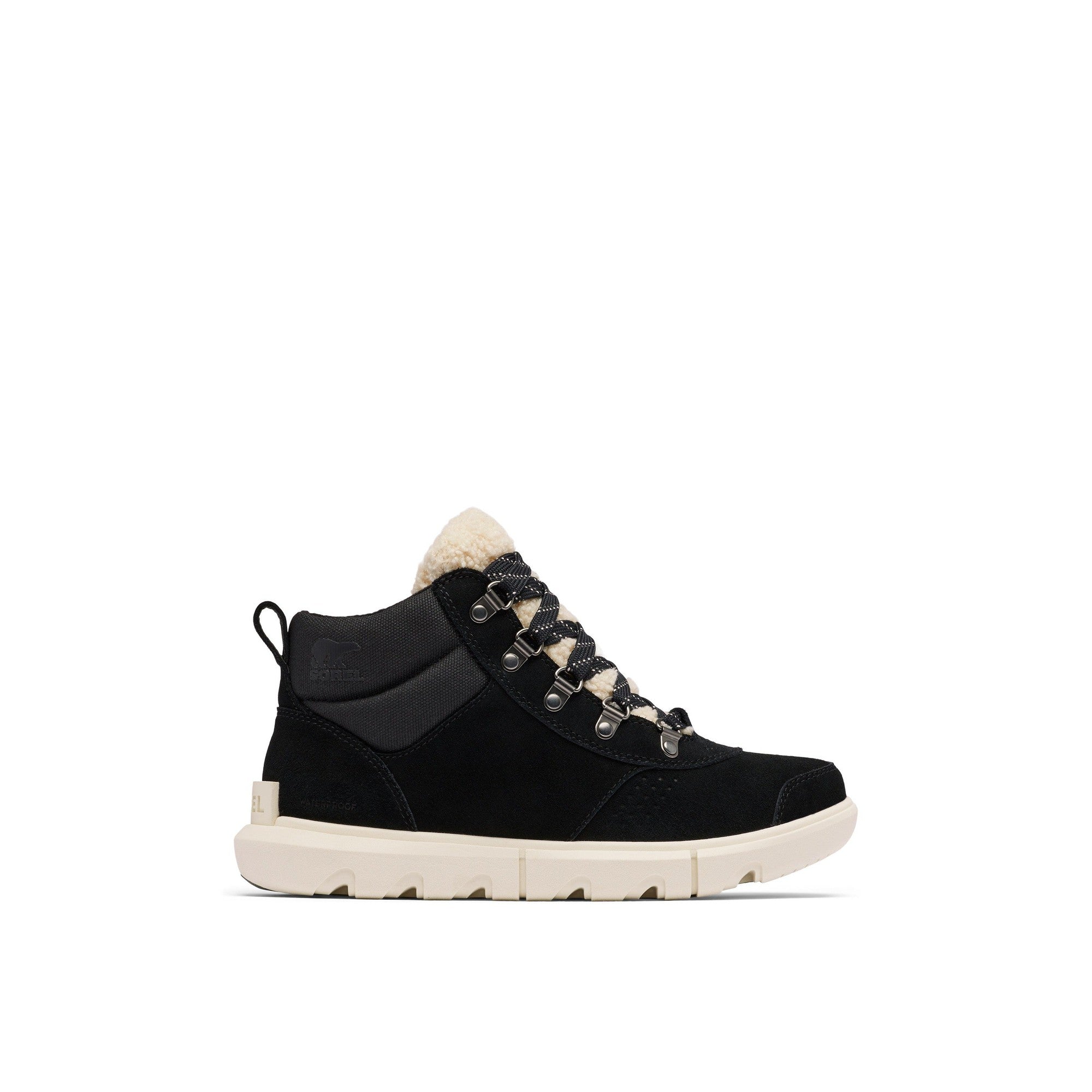 Sorel Explorer Next™ Hiker 010 Ladies Black & Seasalt Suede Waterproof Lace Up Ankle Boots-elevate your sole