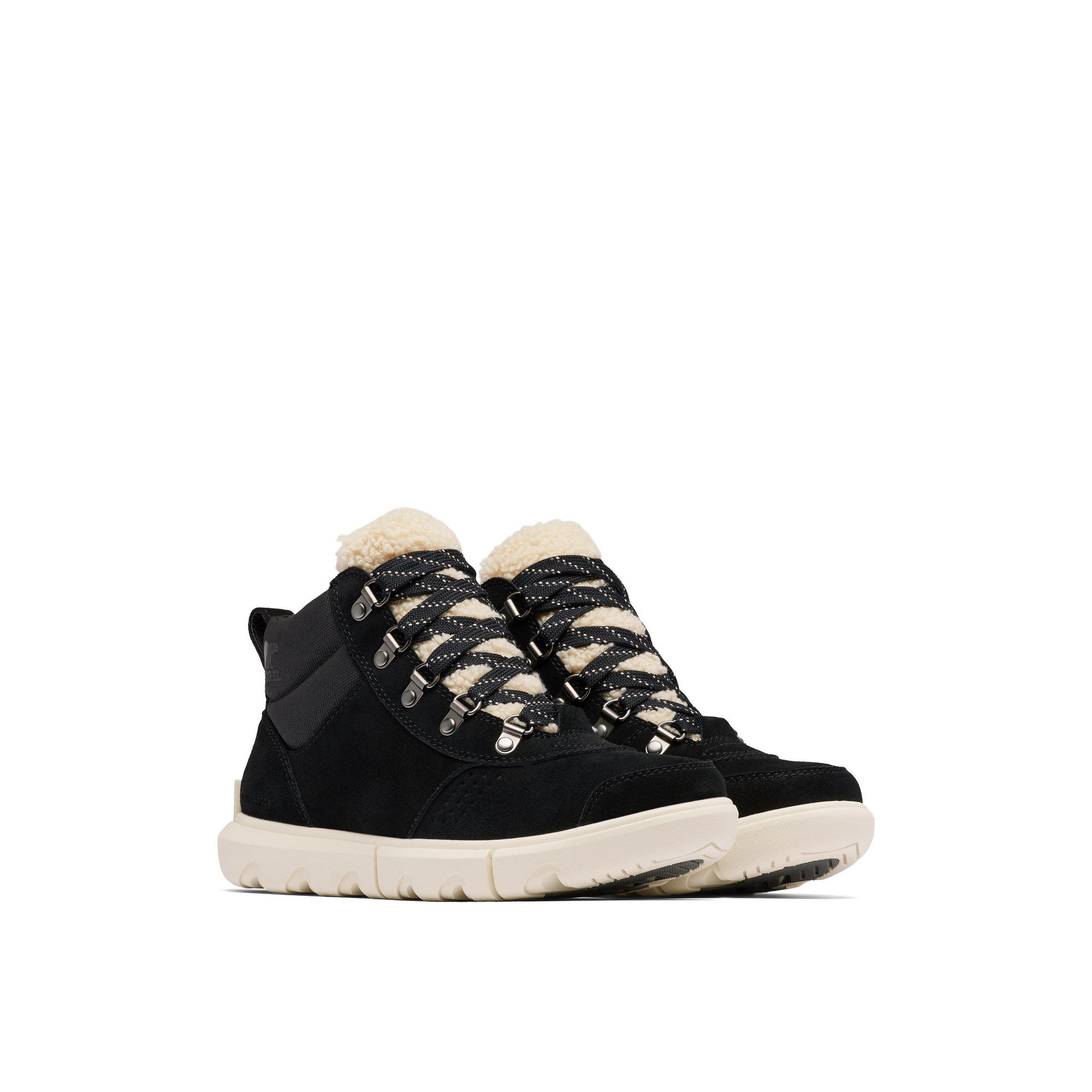 Sorel Explorer Next™ Hiker 010 Ladies Black & Seasalt Suede Waterproof Lace Up Ankle Boots-elevate your sole