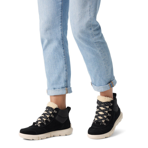 Sorel Explorer Next™ Hiker 010 Ladies Black & Seasalt Suede Waterproof Lace Up Ankle Boots-elevate your sole