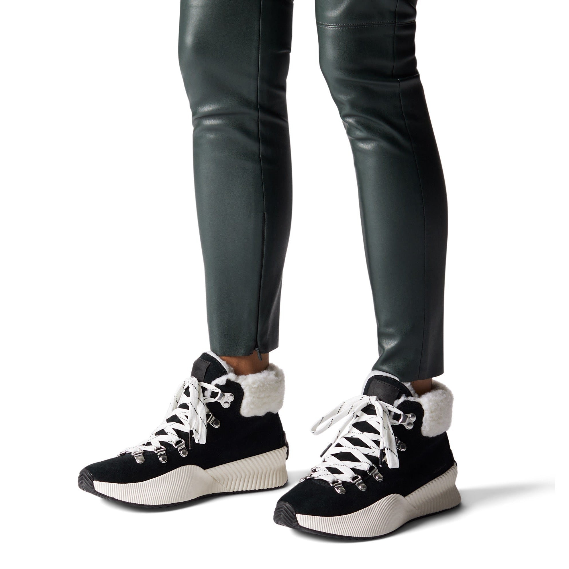 Sorel Out N About™ Iii Conquest 010 Ladies Black & Seasalt Suede Waterproof Lace Up Ankle Boots-elevate your sole
