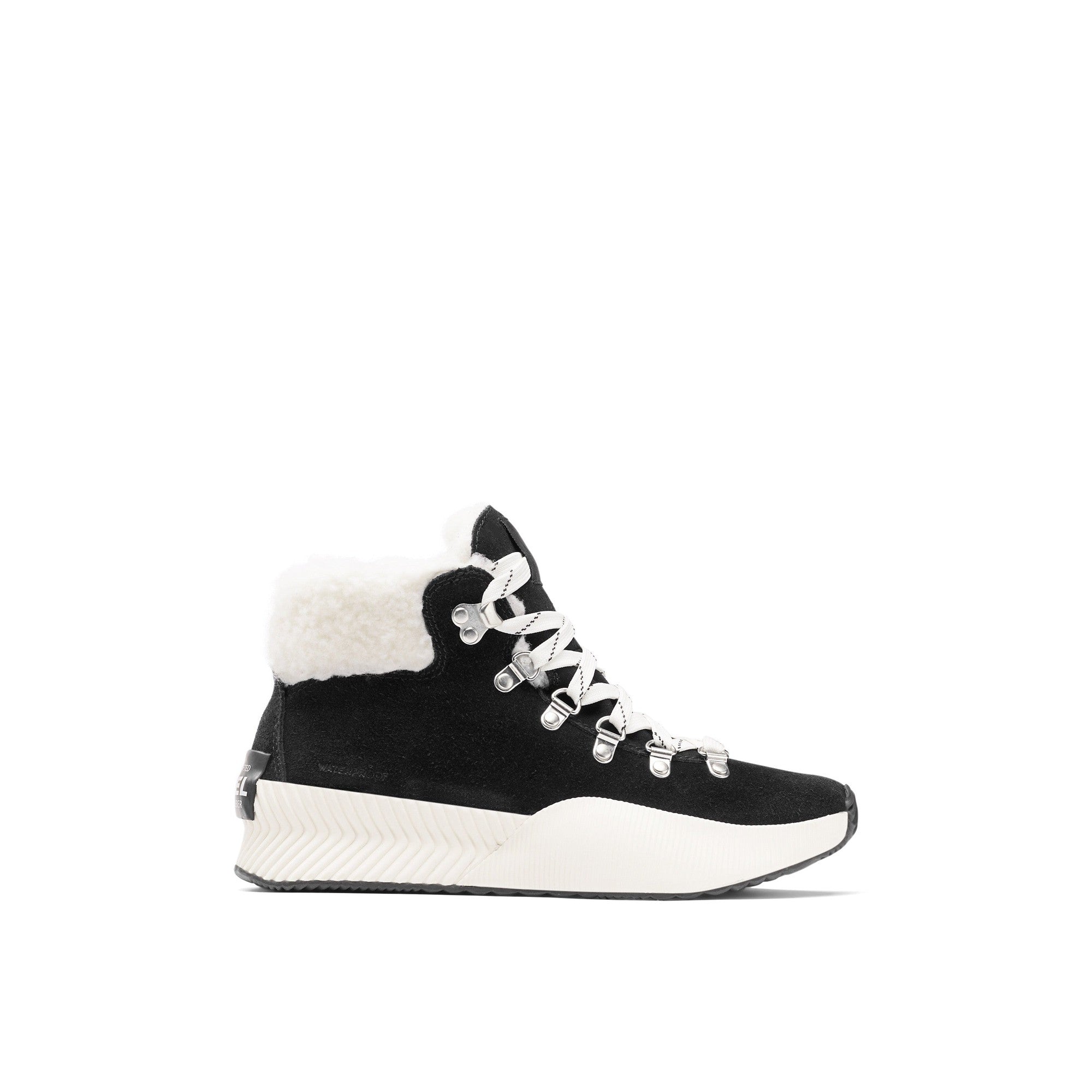 Sorel Out N About™ Iii Conquest 010 Ladies Black & Seasalt Suede Waterproof Lace Up Ankle Boots-elevate your sole