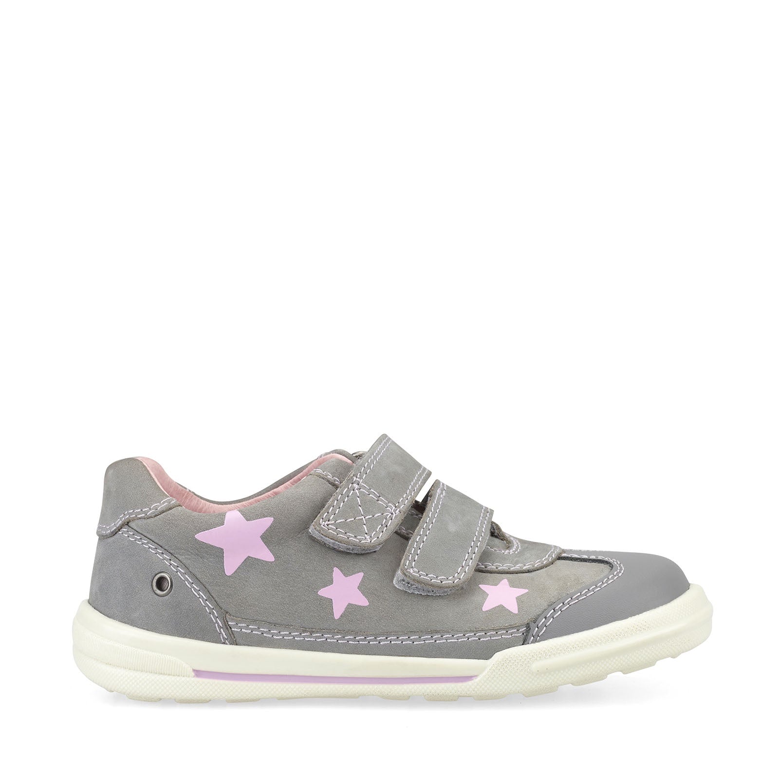 Start-Rite Galaxy 1735-5 Girls Grey Nubuck Pink Stars Pre School Shoe - elevate your sole
