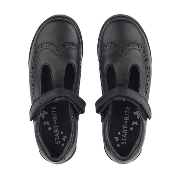 Start-Rite Leapfrog 2789-7 Black Leather T Bar Rip-Tape Mary Jane Shoes-elevate your sole