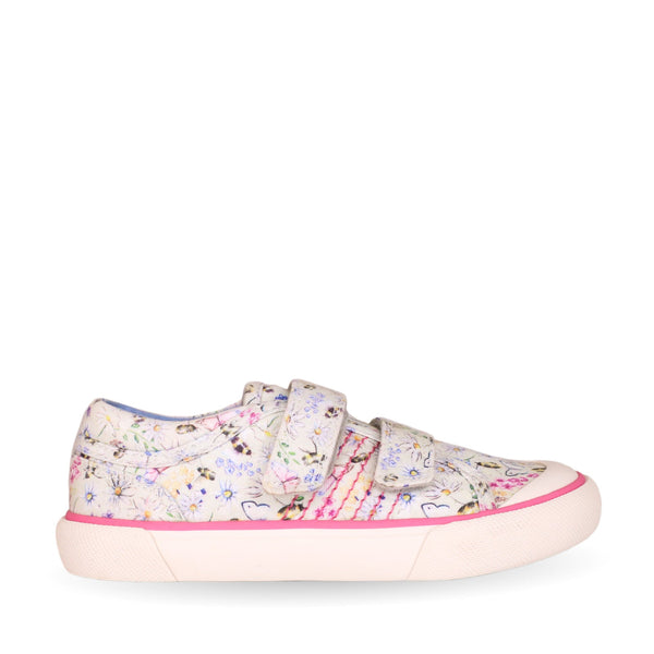 Start-Rite Meadow 6184_4 Girls Cream Floral Canvas Touch Fastening Shoes - elevate your sole