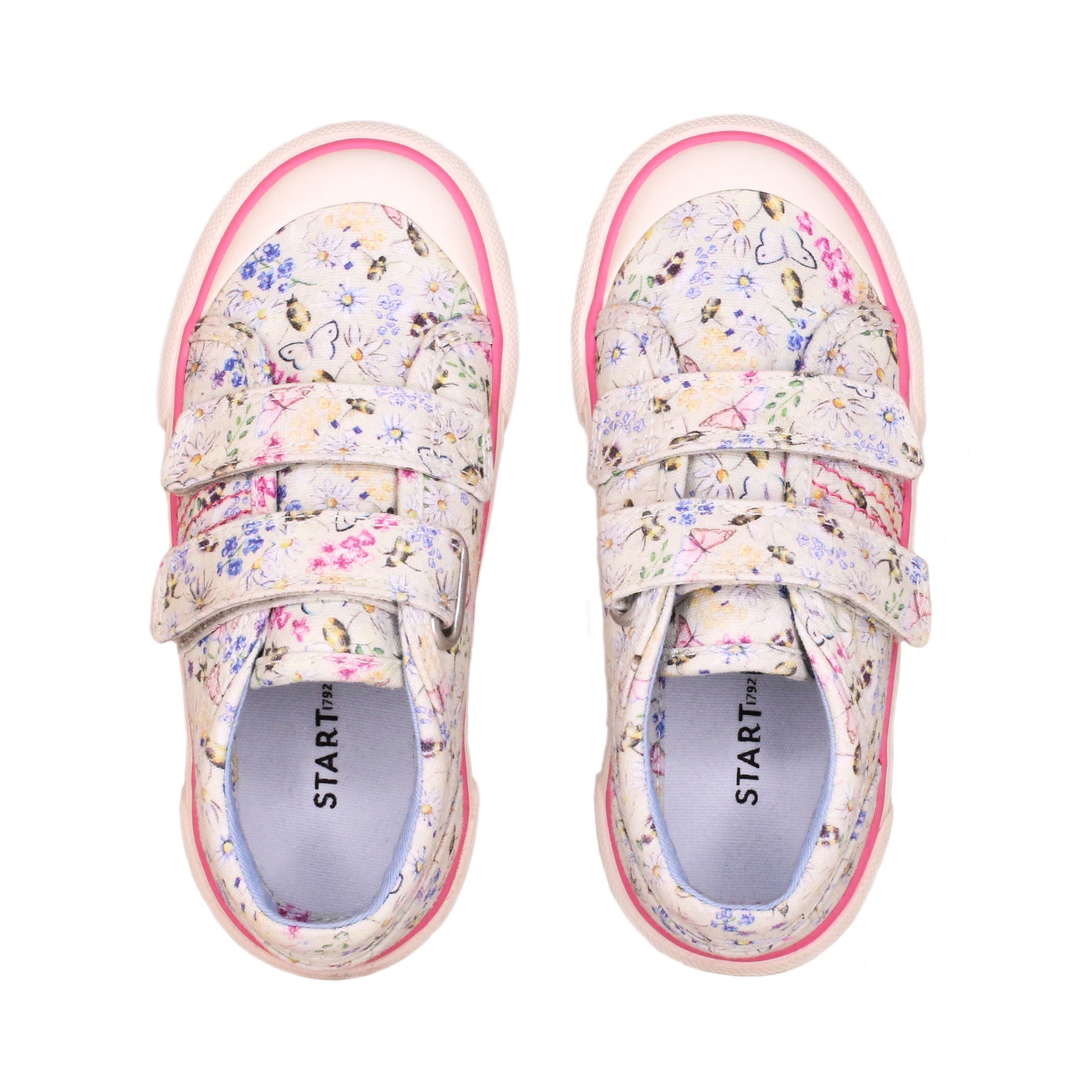 Start-Rite Meadow 6184_4 Girls Cream Floral Canvas Touch Fastening Shoes - elevate your sole