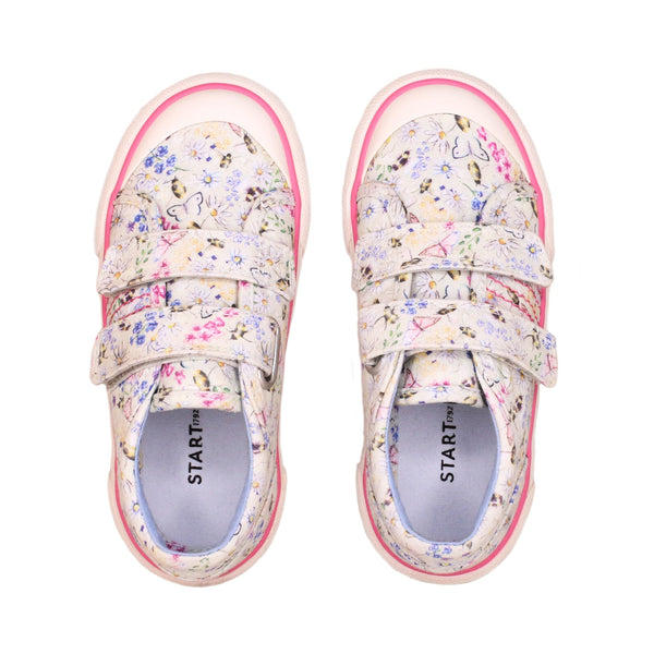 Start-Rite Meadow 6184_4 Girls Cream Floral Canvas Touch Fastening Shoes - elevate your sole