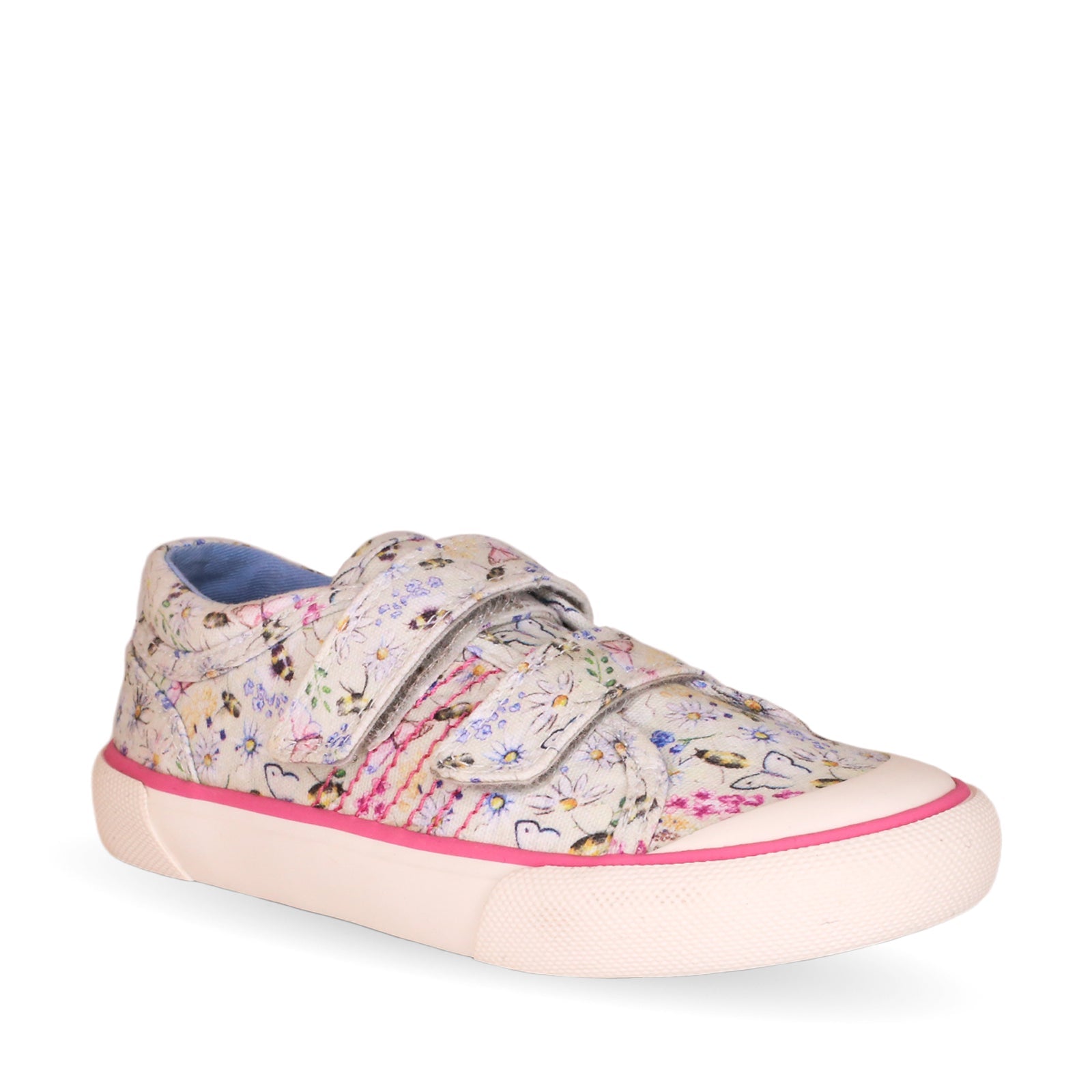 Start-Rite Meadow 6184_4 Girls Cream Floral Canvas Touch Fastening Shoes - elevate your sole