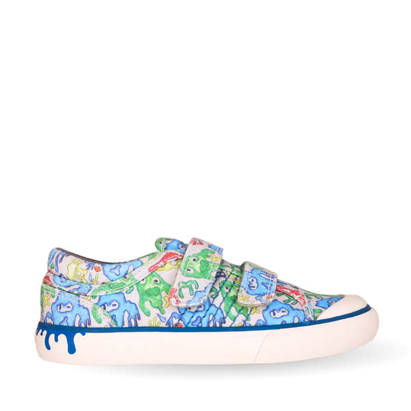 Start-Rite Slime 6187_5 Grey/Multi Monster Print Canvas Shoes - elevate your sole