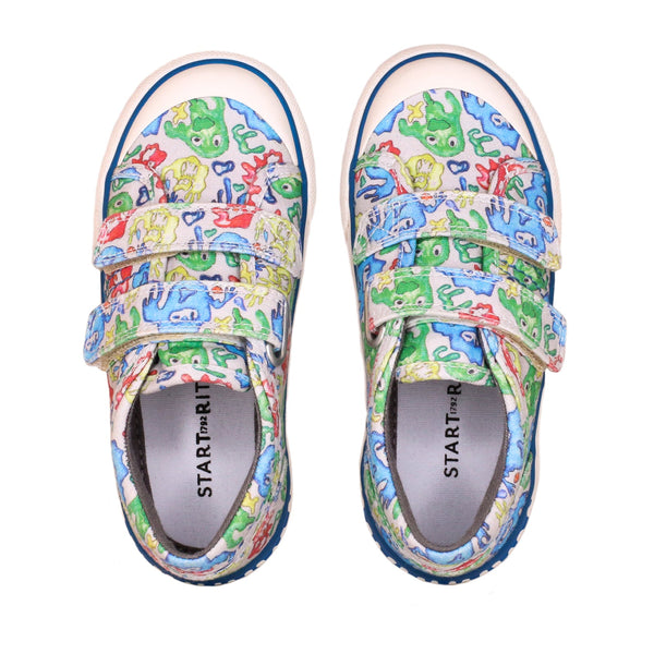 Start-Rite Slime 6187_5 Grey/Multi Monster Print Canvas Shoes - elevate your sole