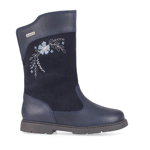 Start-Rite Splash 1730_9 Girls Navy Leather Suede Waterproof Calf Length Boot - elevate your sole