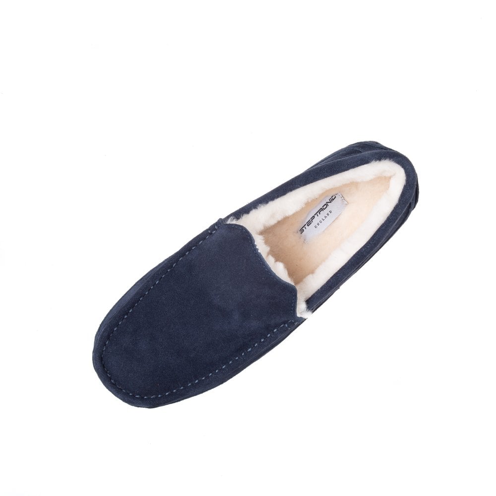 Steptronic Marlow Mens Navy Blue Suede Slippers-elevate your sole