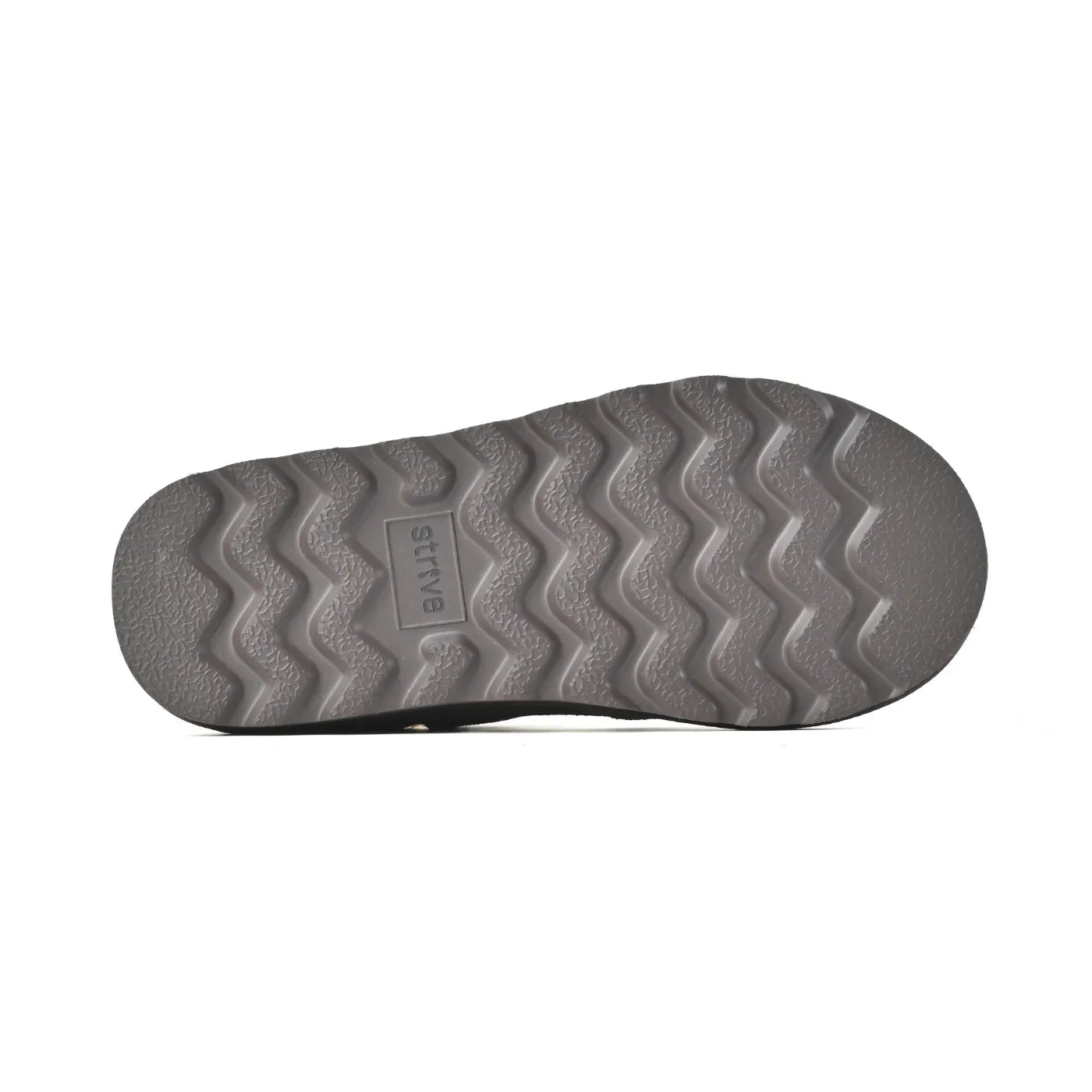 Strive Alaska chocolate brown suede slippers, outsole tread