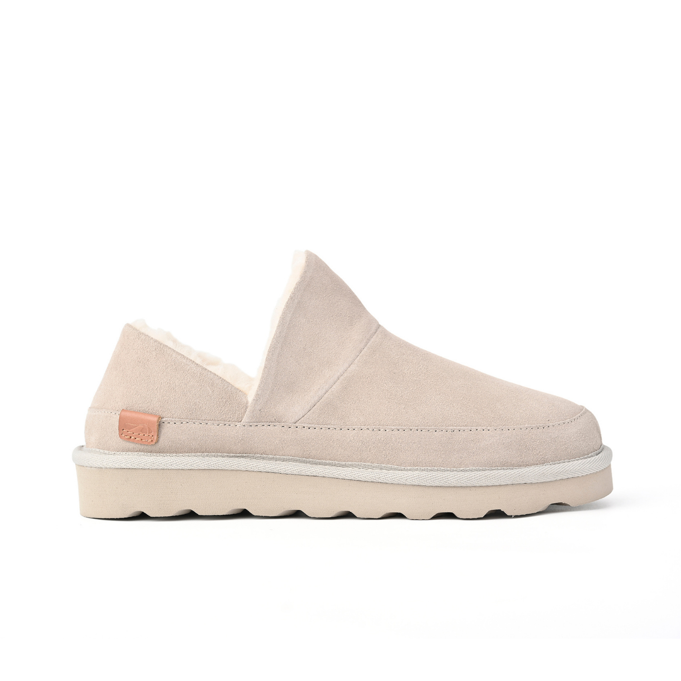 Strive Alaska grey suede slippers, side profile