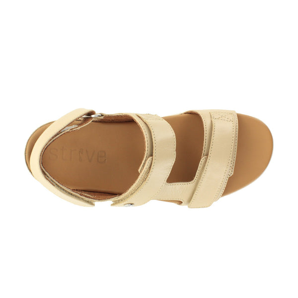 Strive Aruba Ladies Almond Leather Arch Support Touch Fastening Sandals-elevate your sole