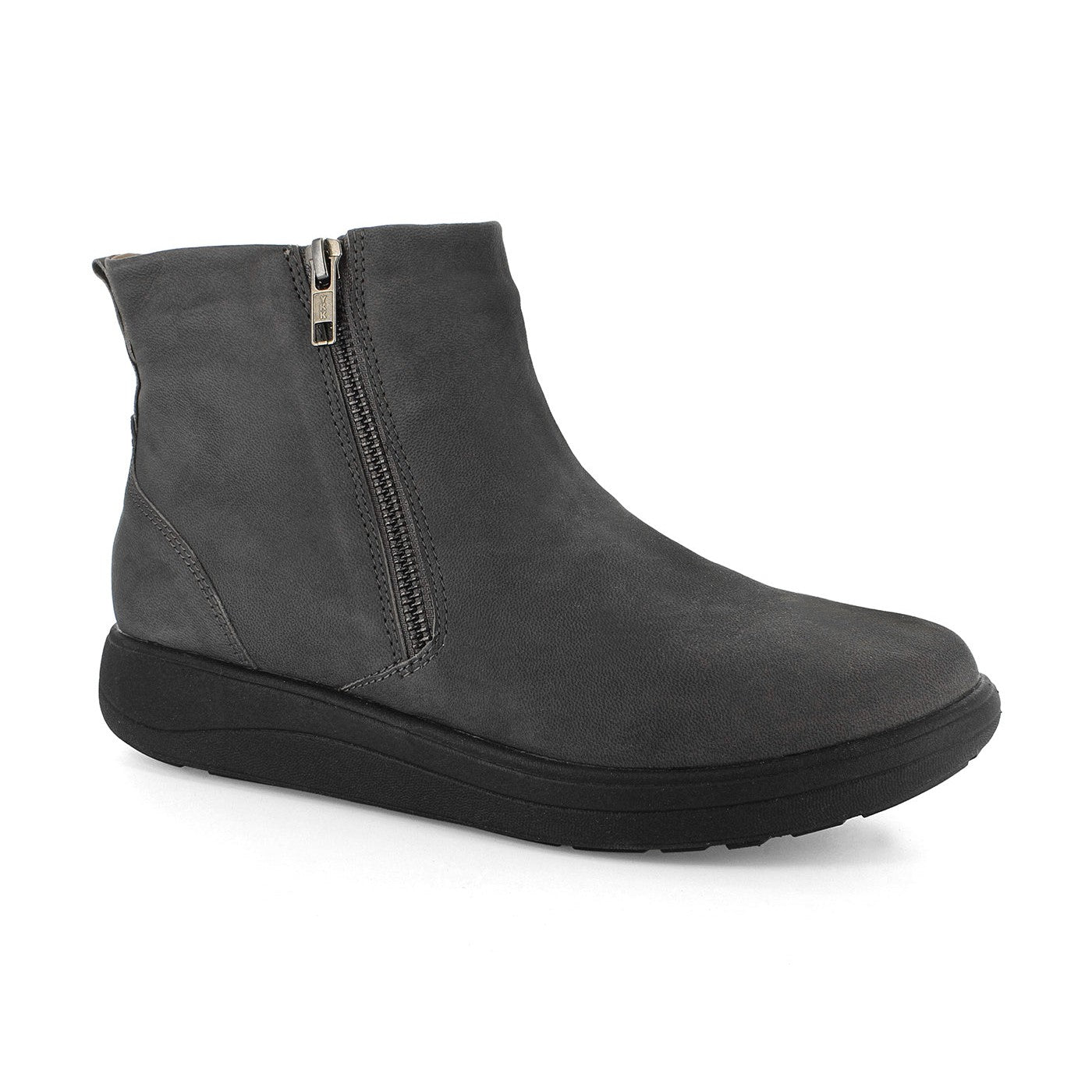 Strive Bamford II Ladies Dark Grey Leather Arch Support Twin Zip Ankle Boots-elevate your sole
