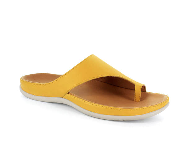 Strive Capri Ladies Honey Gold Leather Toe Post Mule Sandal - elevate your sole