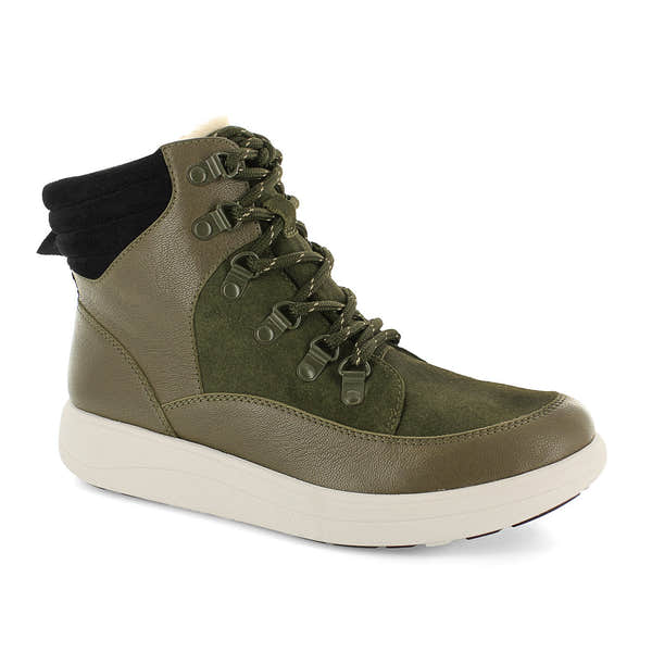 Strive Cotswold Ladies Olive Leather Arch Support Lace Up Ankle Boots-elevate your sole