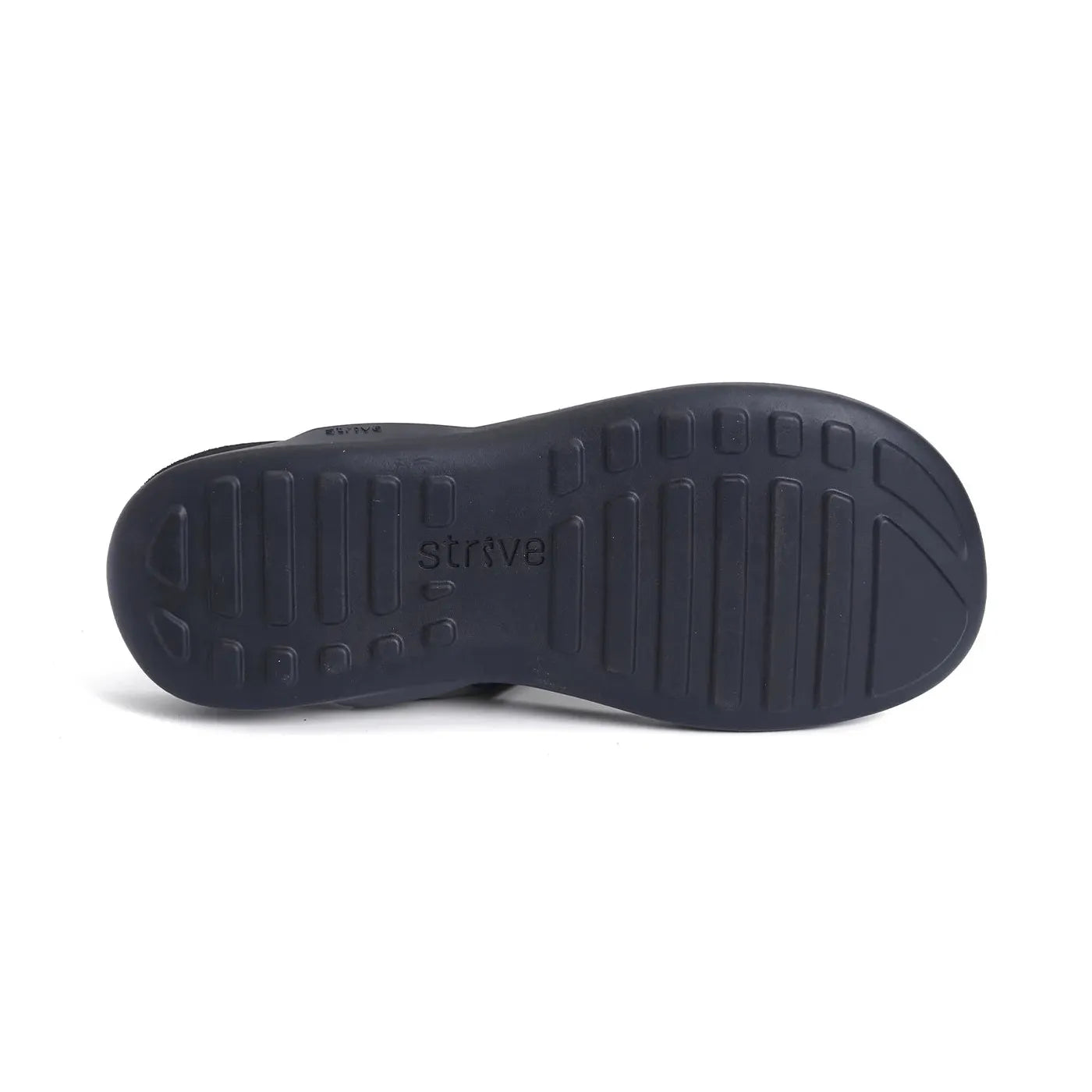 Black Strive Drift ladies sandals with arch support and touch fastening, featuring slip-resistant sole and casual design.