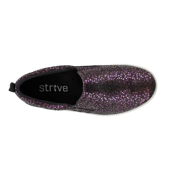 Strive Florida II Ladies Black Sparkle Textile Arch Support Slip On Shoes-elevate your sole
