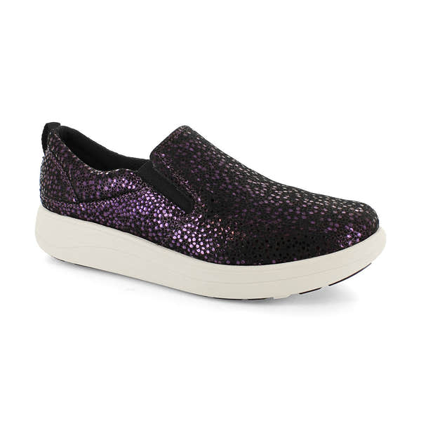 Strive Florida II Ladies Black Sparkle Textile Arch Support Slip On Shoes-elevate your sole