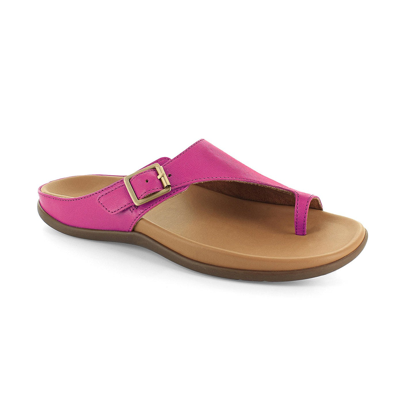 Strive Java Ladies Magenta Leather Arch Support Toe Post Sandals-elevate your sole