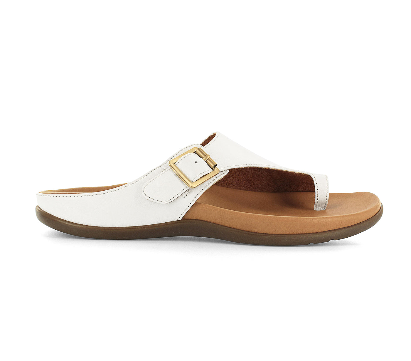 Strive Java Ladies White Leather Arch Support Toe Post Sandals-elevate your sole