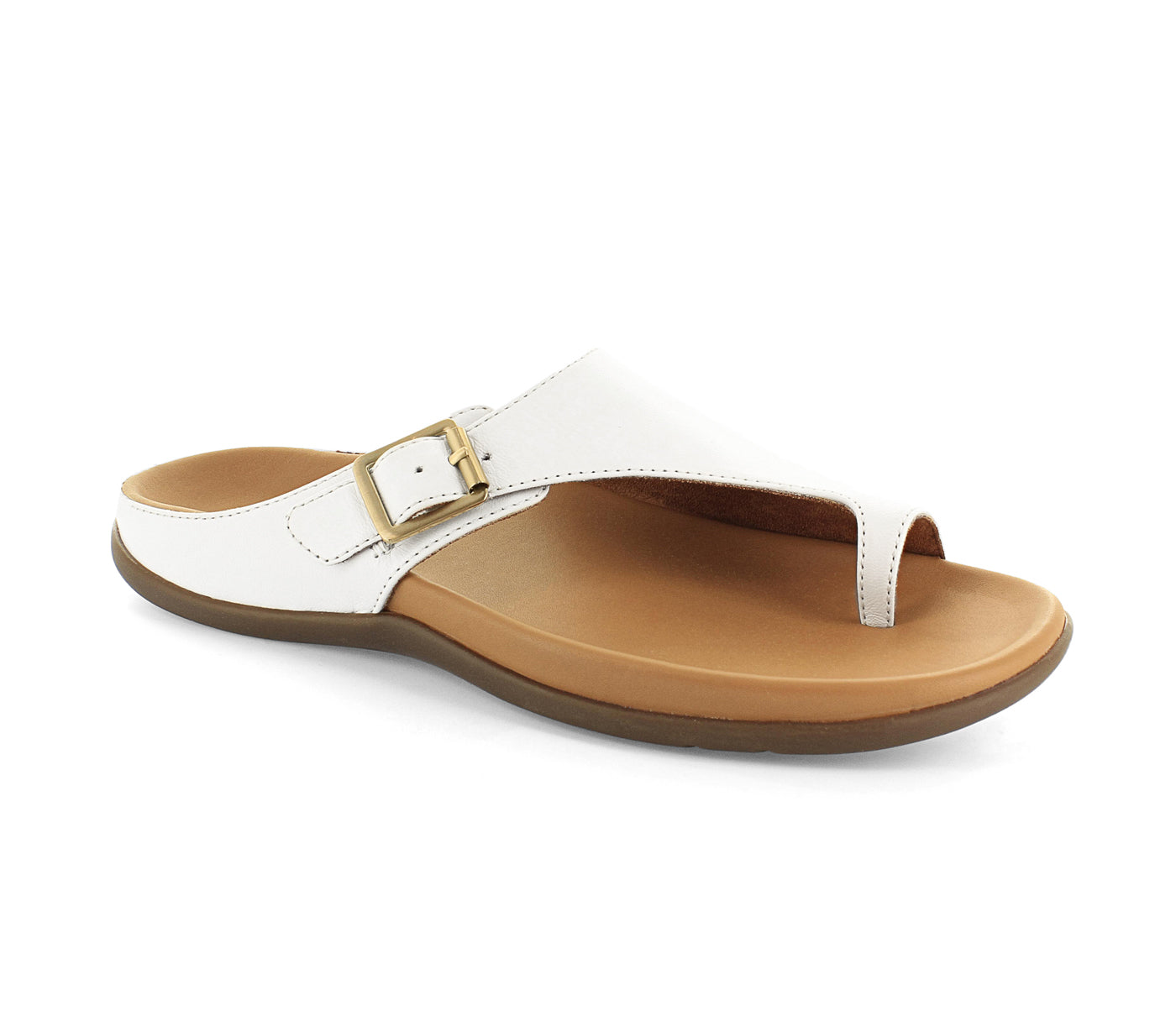 Strive Java Ladies White Leather Arch Support Toe Post Sandals-elevate your sole