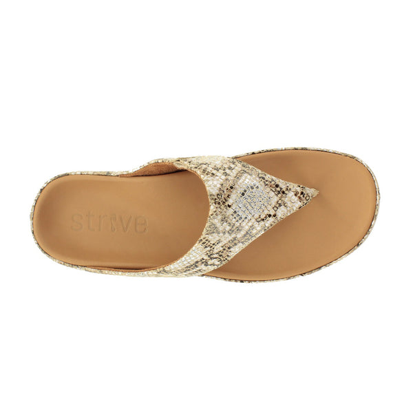Strive Maui Ladies Snake Glamour Leather Arch Support Toe Post Sandals-elevate your sole