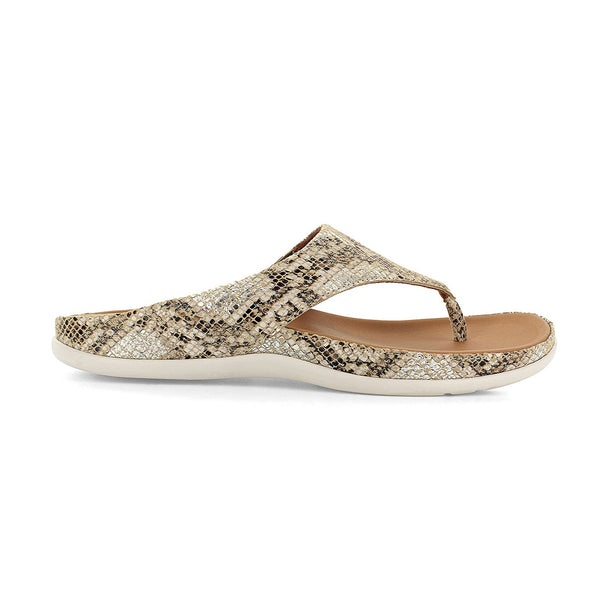Strive Maui Ladies Snake Glamour Leather Arch Support Toe Post Sandals-elevate your sole