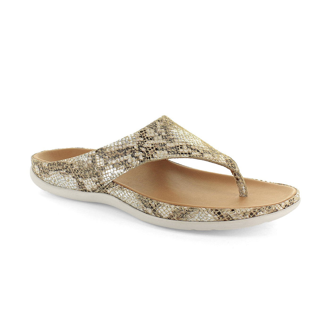 Strive Maui Ladies Snake Glamour Leather Arch Support Toe Post Sandals-elevate your sole