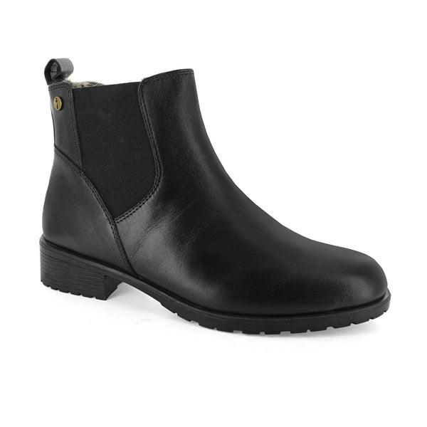 Strive Windsor Ladies Black Leather Arch Support Side Zip Ankle