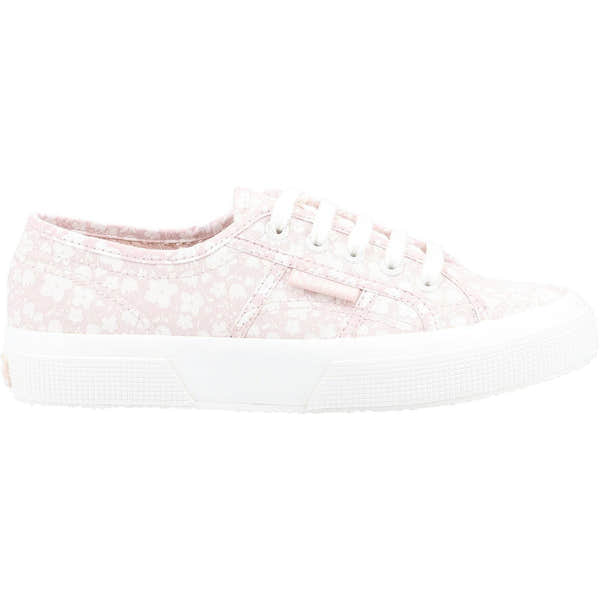 Superga 2750 Print Ladies White And Pink Cotton Lace Up Trainers-elevate your sole