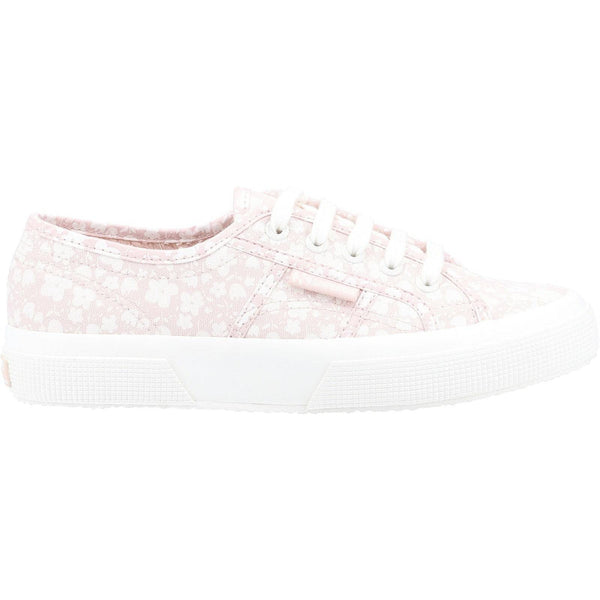 Superga 2750 Print Ladies White And Pink Cotton Lace Up Trainers-elevate your sole