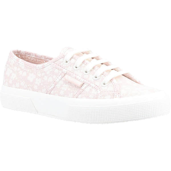 Superga 2750 Print Ladies White And Pink Cotton Lace Up Trainers-elevate your sole