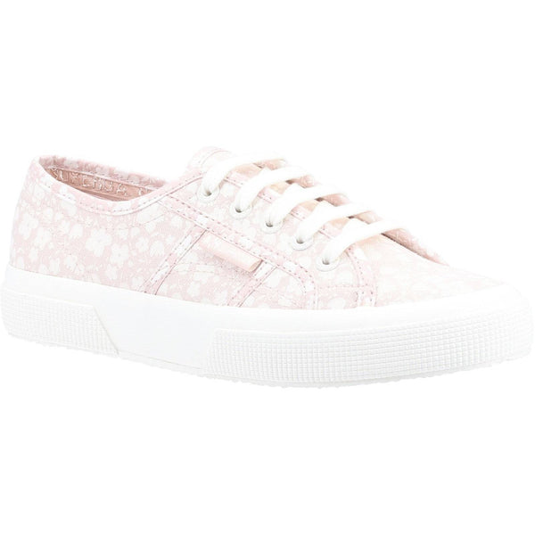 Superga 2750 Print Ladies White And Pink Cotton Lace Up Trainers-elevate your sole