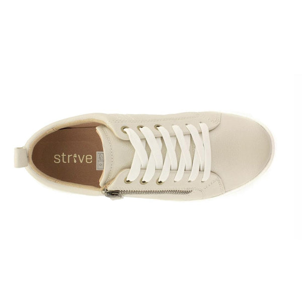 Strive Talia Ladies Beige Leather Arch Support Zip & Lace Trainers
