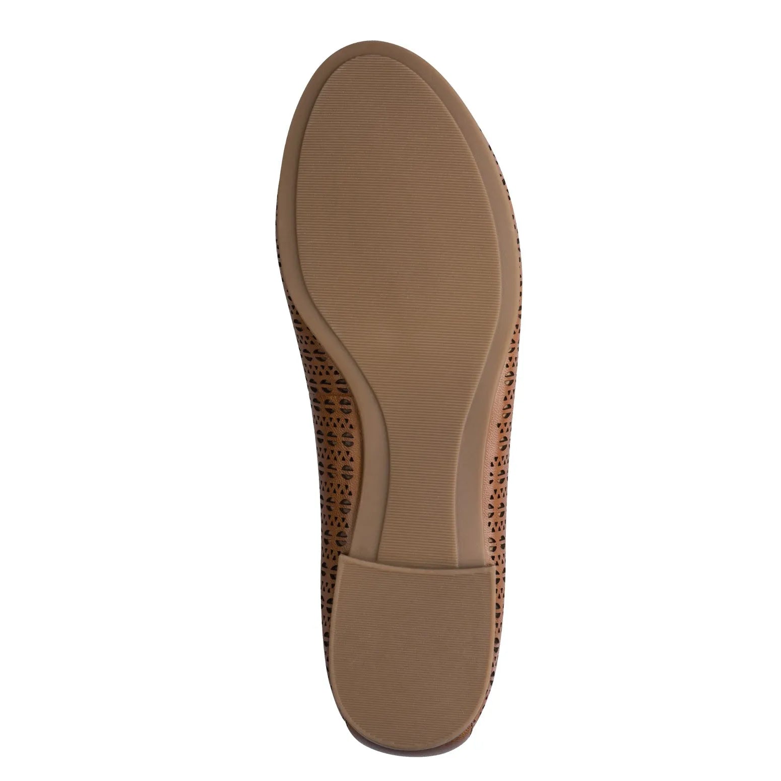 Tamaris brown leather slip-on shoes with laser-cut geometric pattern and flat sole, designed for women.