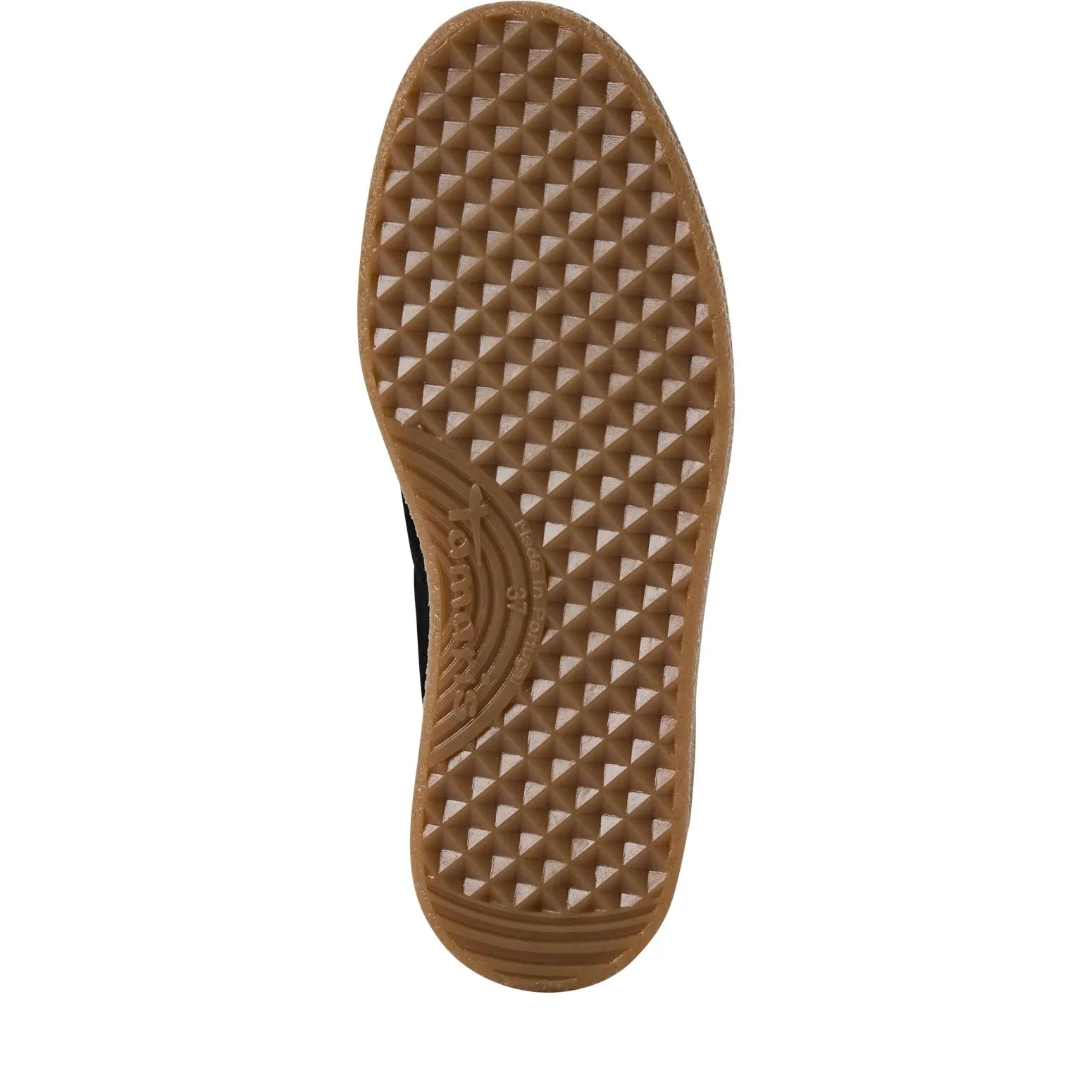 Tamaris women's black and fur leather and textile lace-up trainers with textured sole and casual style.