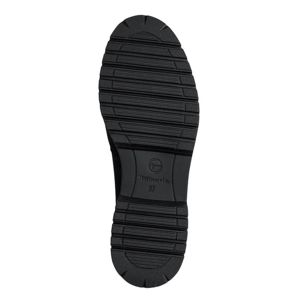 Underside of the navy Tamaris loafer showing the sole and tread pattern.