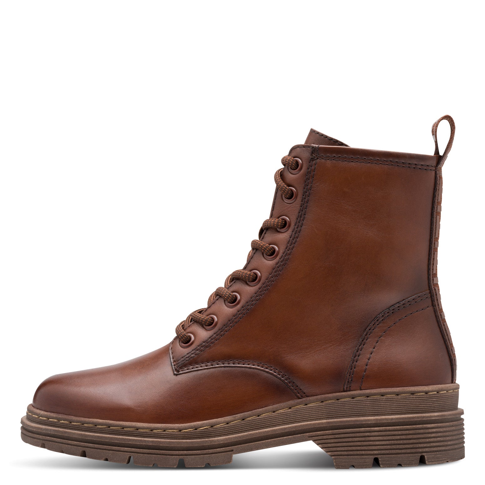 Tamaris women's Muscat leather lace-up ankle boots with zipper, 311, in brown, stylish and durable for casual wear.
