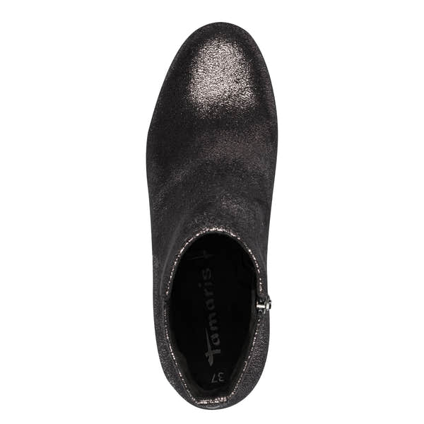 Tamaris women's pewter textile ankle boots with side zipper, stylish design, size 37, and comfortable fit.