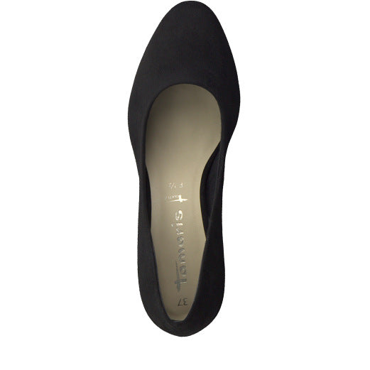 Tamaris 22418-29 001 Ladies Black Textile Slip On Heels-elevate your sole