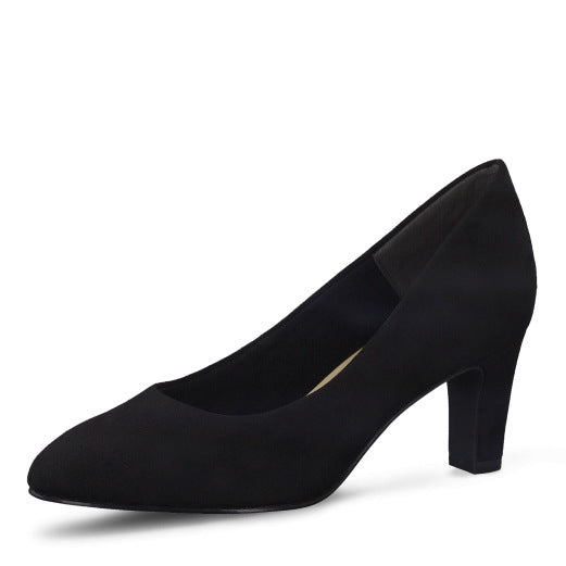 Tamaris 22418-29 001 Ladies Black Textile Slip On Heels-elevate your sole