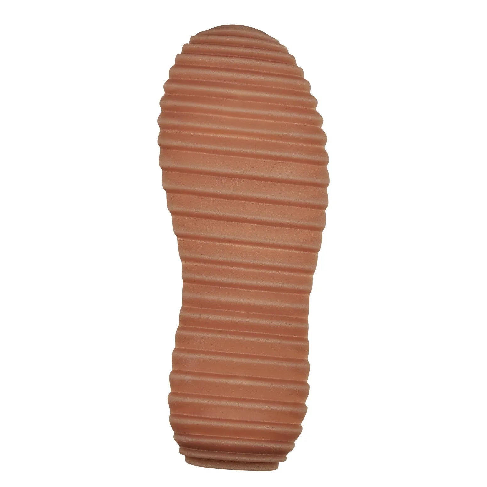 Light gold textile lace-up trainers with ribbed sole and cushioned design.