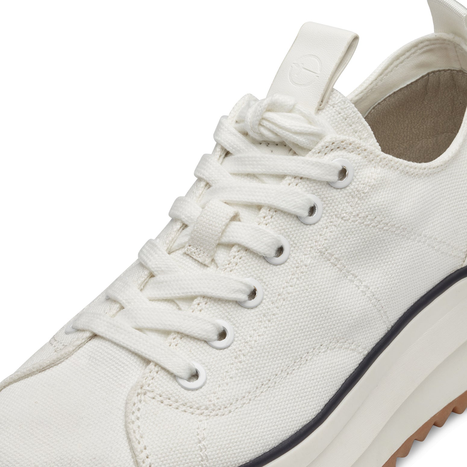 Tamaris 23731-41 women's white textile lace-up trainers with chunky sole and casual style.