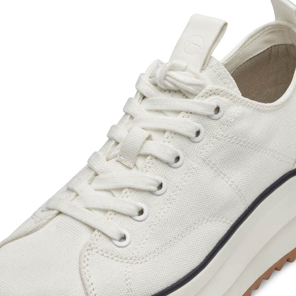 Tamaris 23731-41 women's white textile lace-up trainers with chunky sole and casual style.