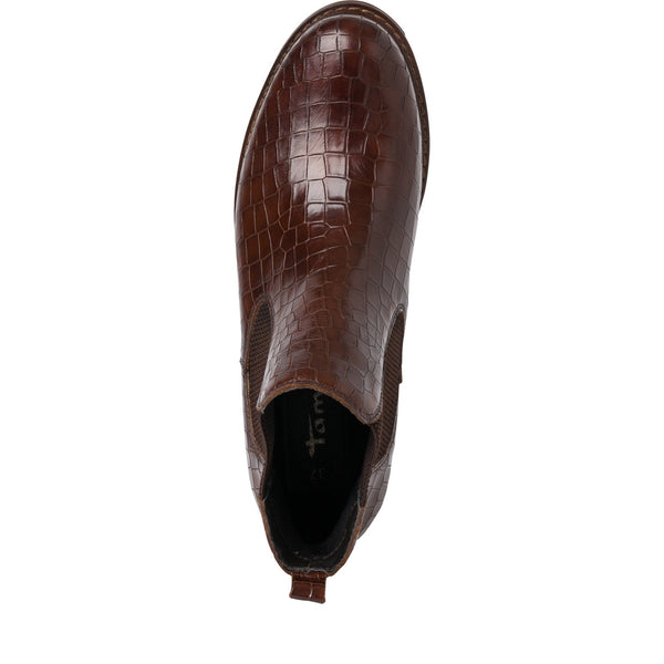 Tamaris 25056-29 308 Ladies Cognac Leather Pull On Ankle Boots-elevate your sole