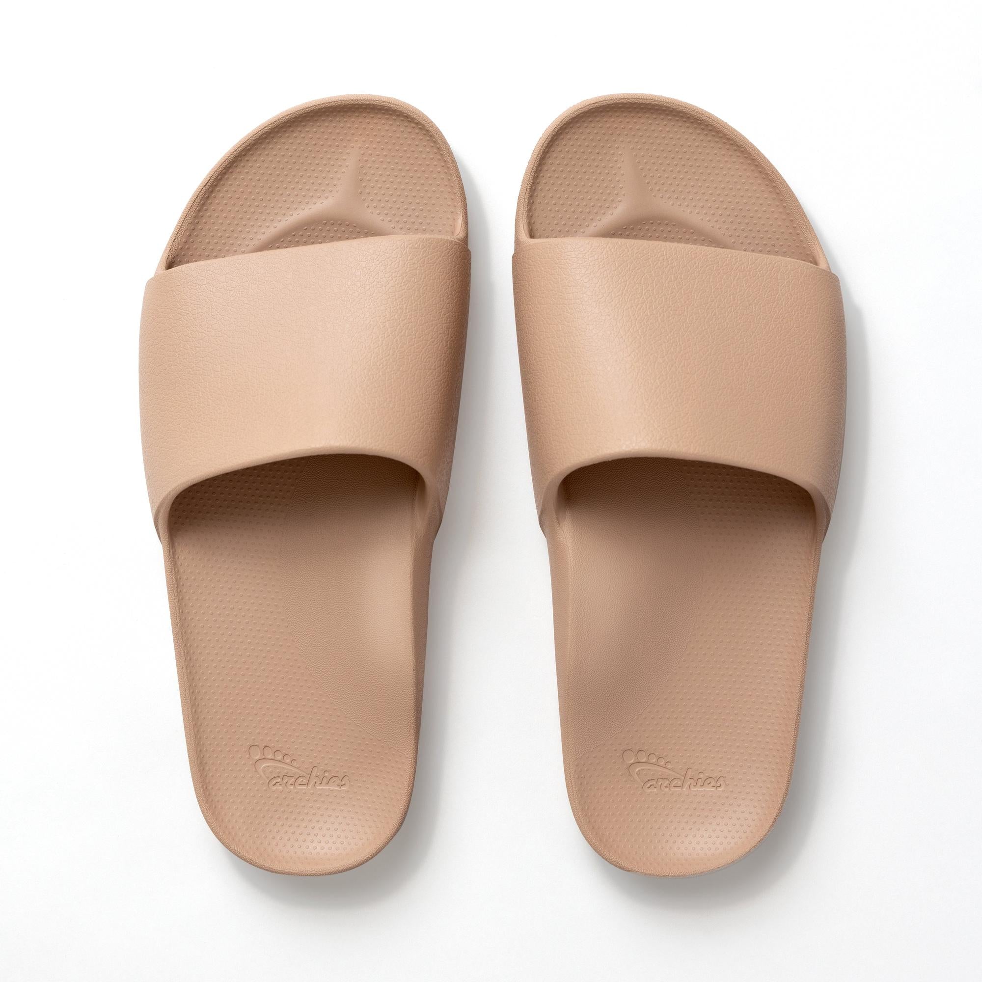 Archies Arch Support Slides Classic Unisex Tan Waterproof Arch Support Slider Sandals