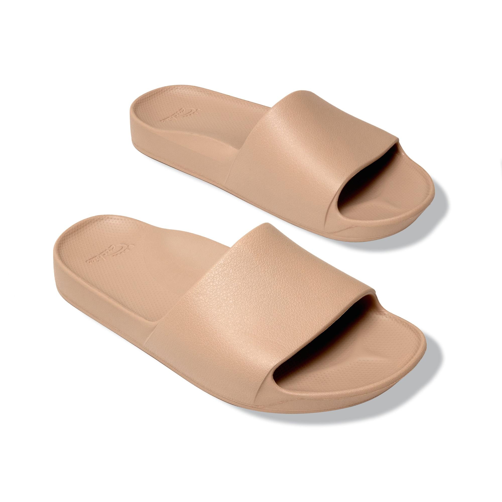 Archies Arch Support Slides Classic Unisex Tan Waterproof Arch Support Slider Sandals
